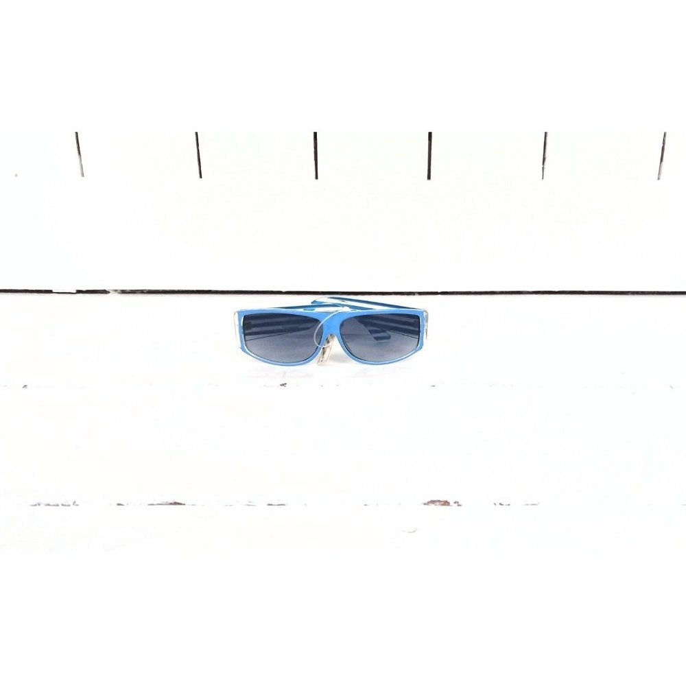 Vintage blue/clear striped plastic sunglasses/striped wide band sun glasses/Fash